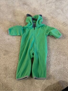 Cuddle Club Cozy Green Fleece Baby One-Piece with Hood Size 0-3 Months